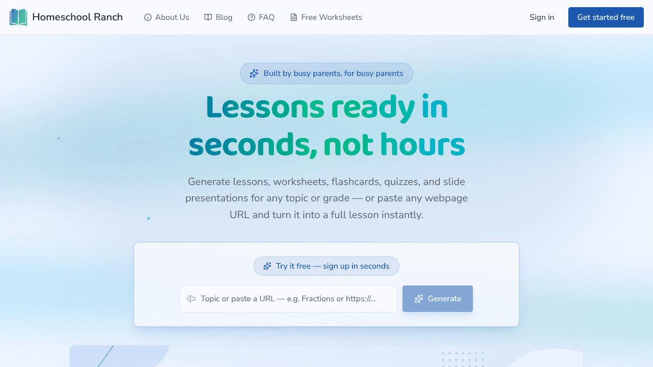 The Homeschool Ranch website screenshot