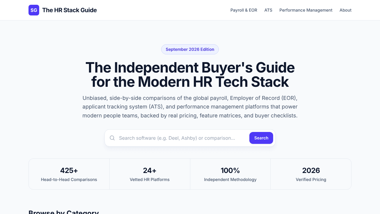 The HR Stack Guide website screenshot