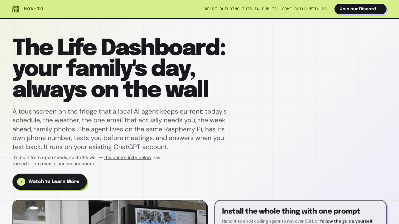 The Life Dashboard website screenshot