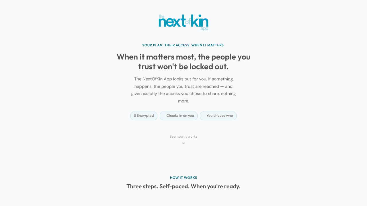 The NextOfKin App website screenshot