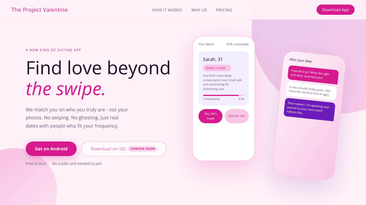 The Project Valentine website screenshot