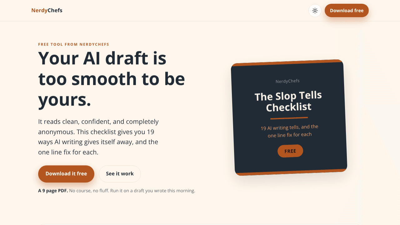 The Slop Tells Checklist website screenshot