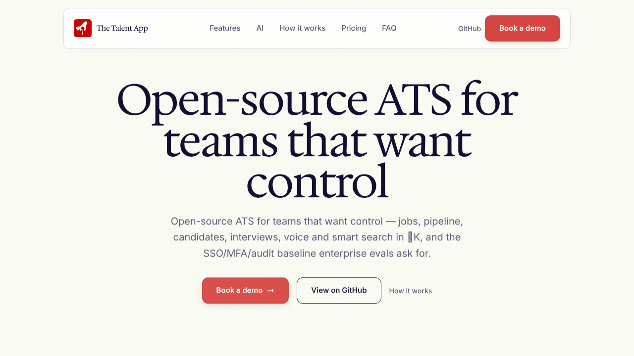 The Talent App website screenshot