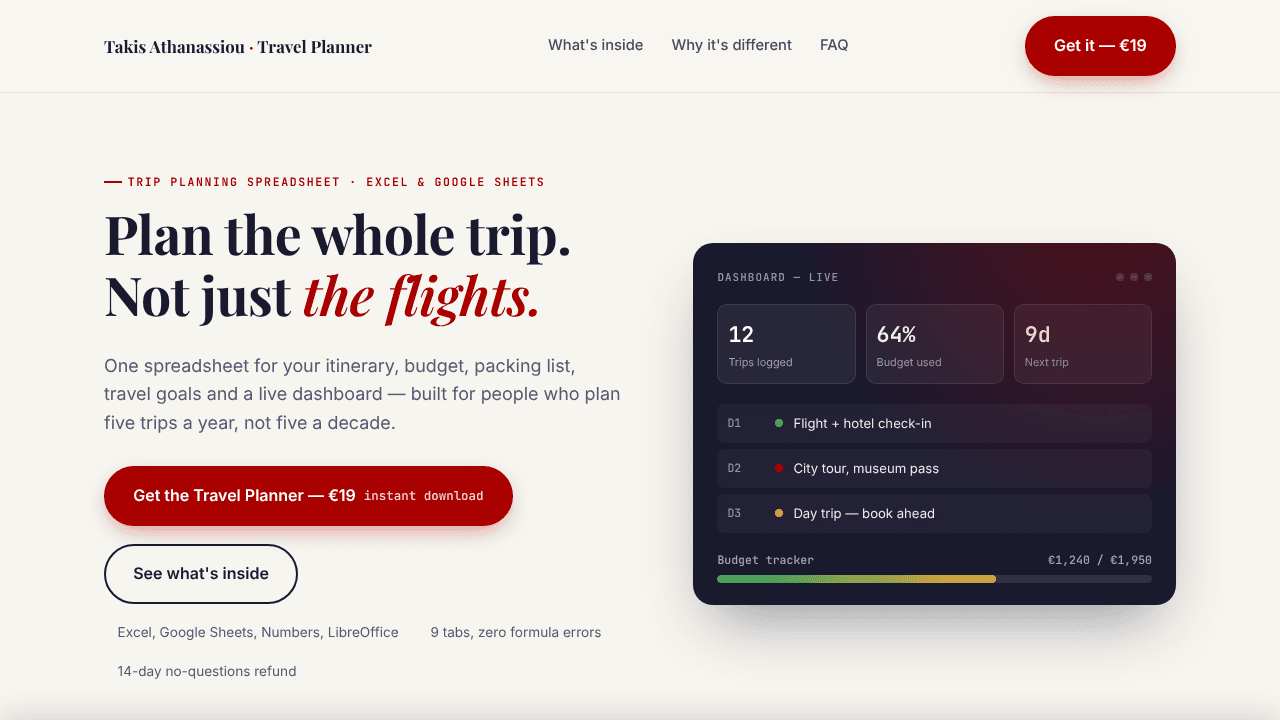 The Ultimate Travel Planner website screenshot
