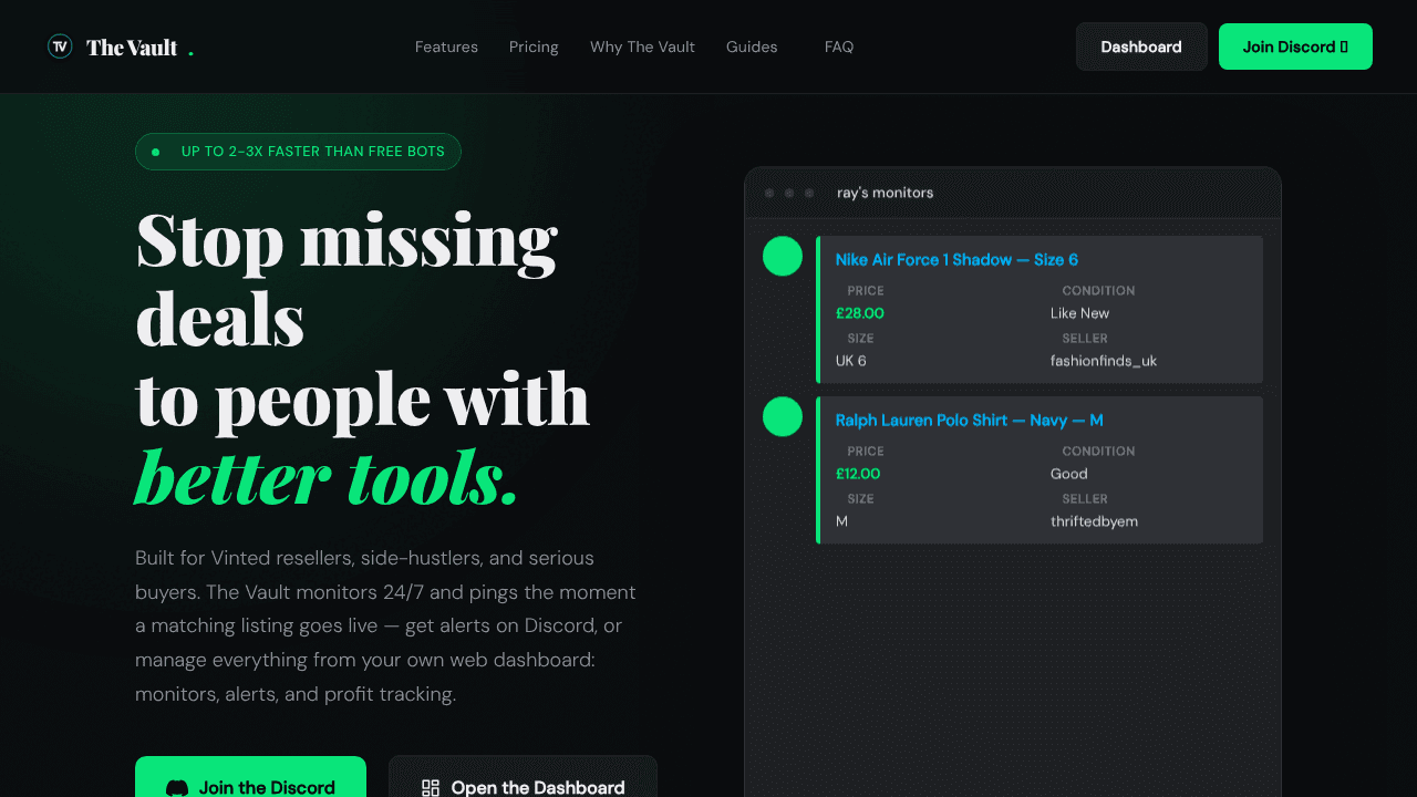 The Vault website screenshot