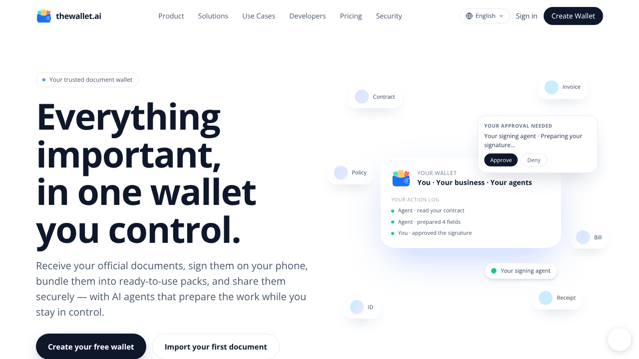 The Wallet website screenshot