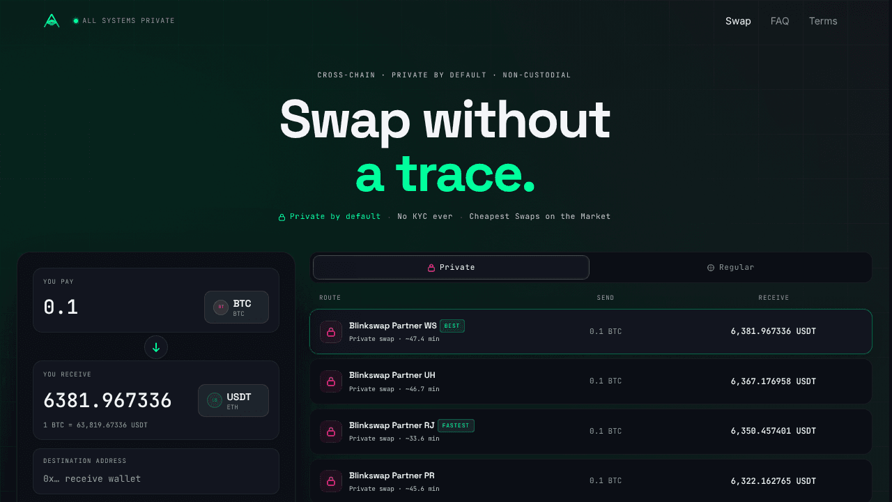 TheBlinkSwap website screenshot