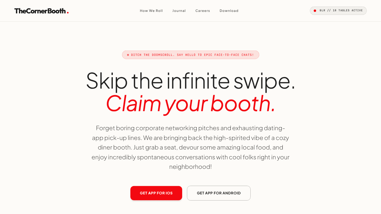 TheCornerBooth website screenshot