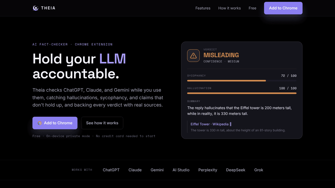 Theia website screenshot