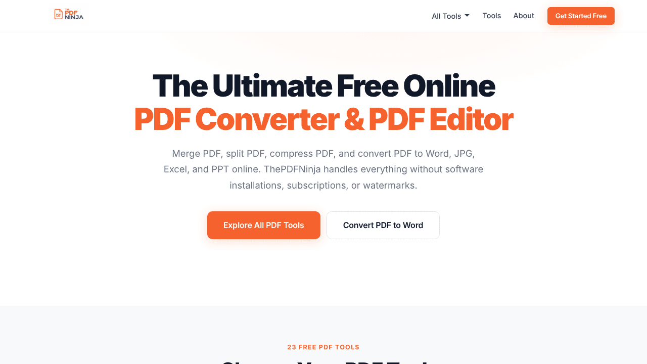 ThePDFNinja website screenshot