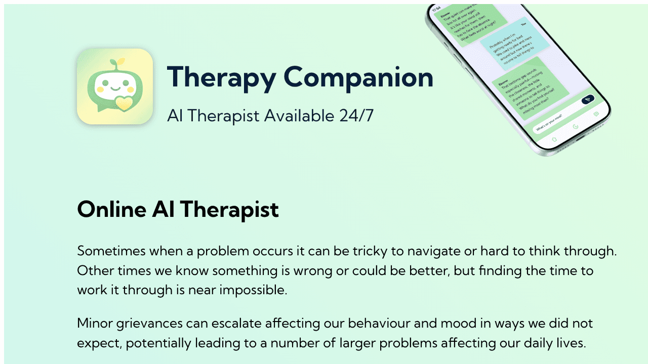 Therapy Companion website screenshot
