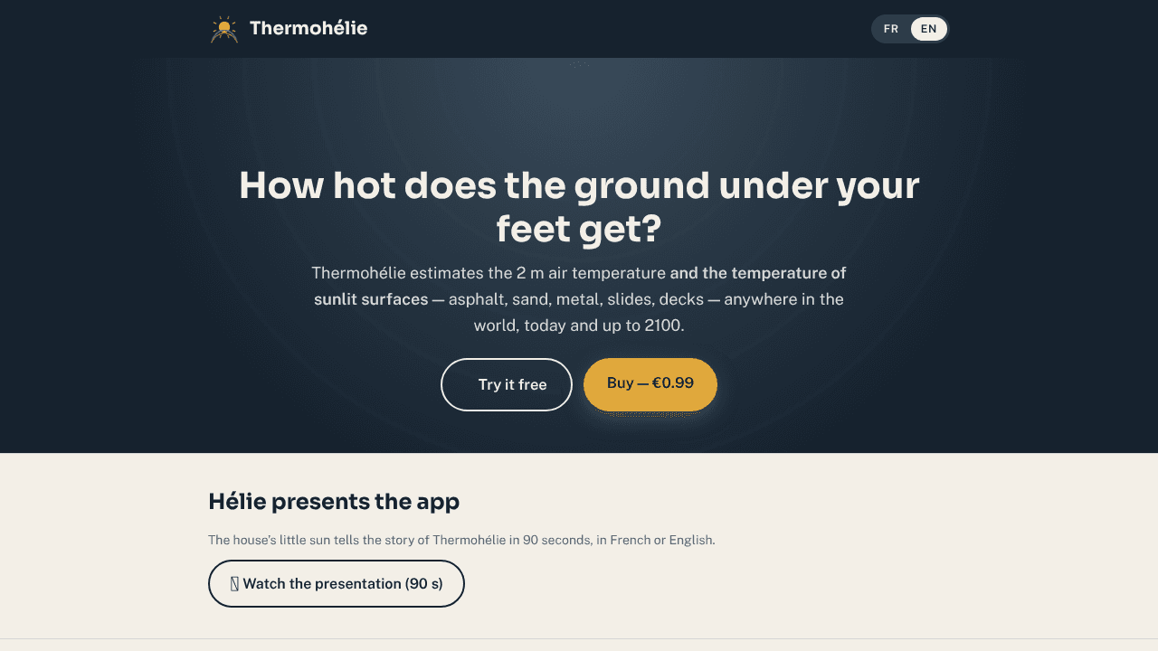 Thermohélie website screenshot