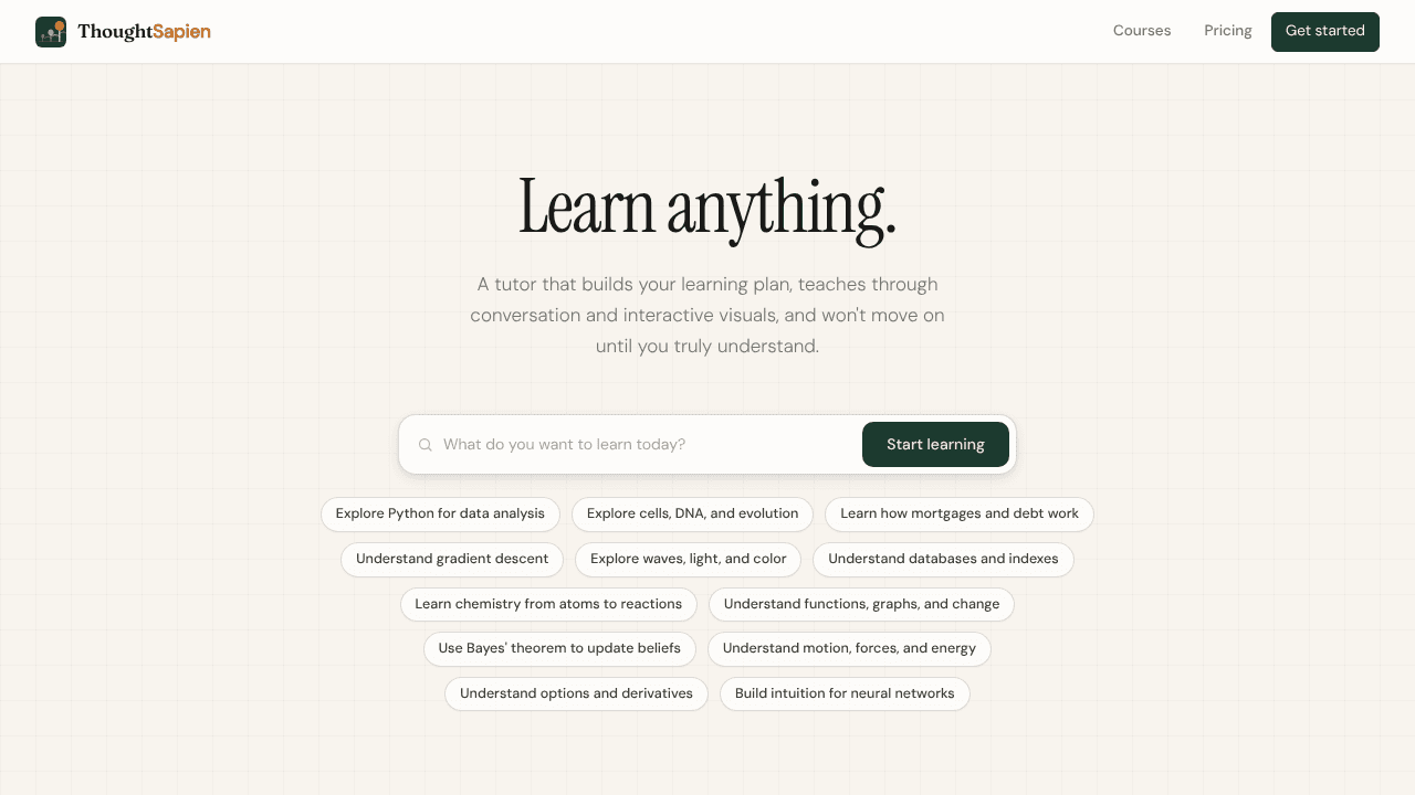 ThoughtSapien website screenshot