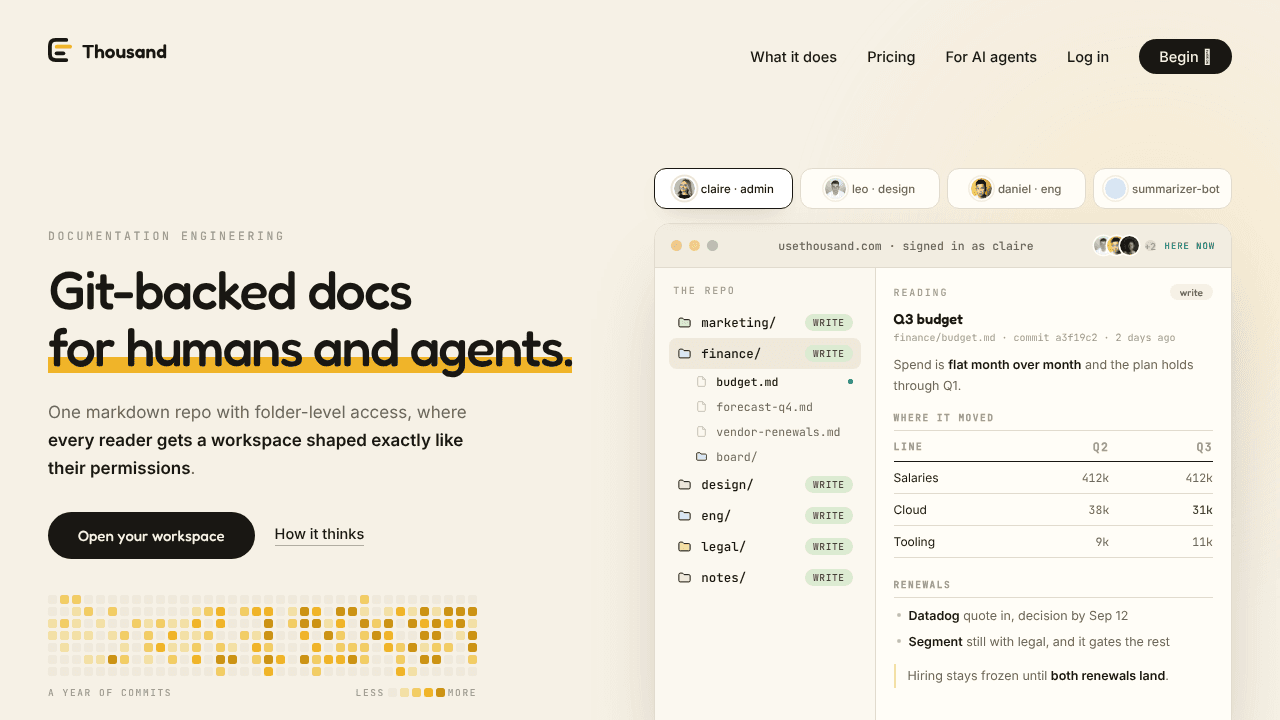 Thousand website screenshot