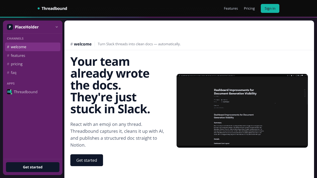 Threadbound website screenshot