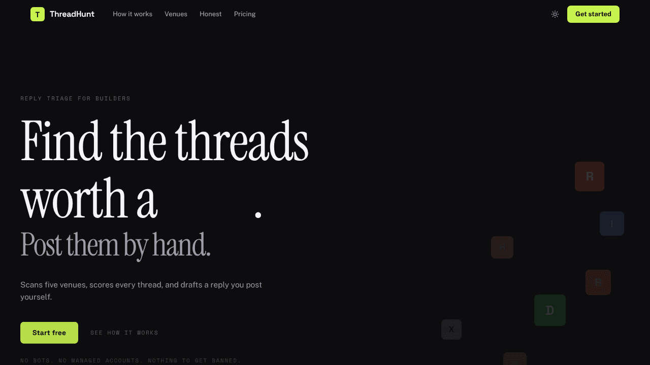 ThreadHunt website screenshot