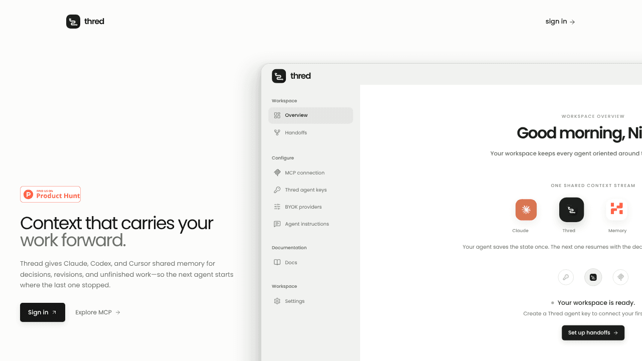 thred website screenshot