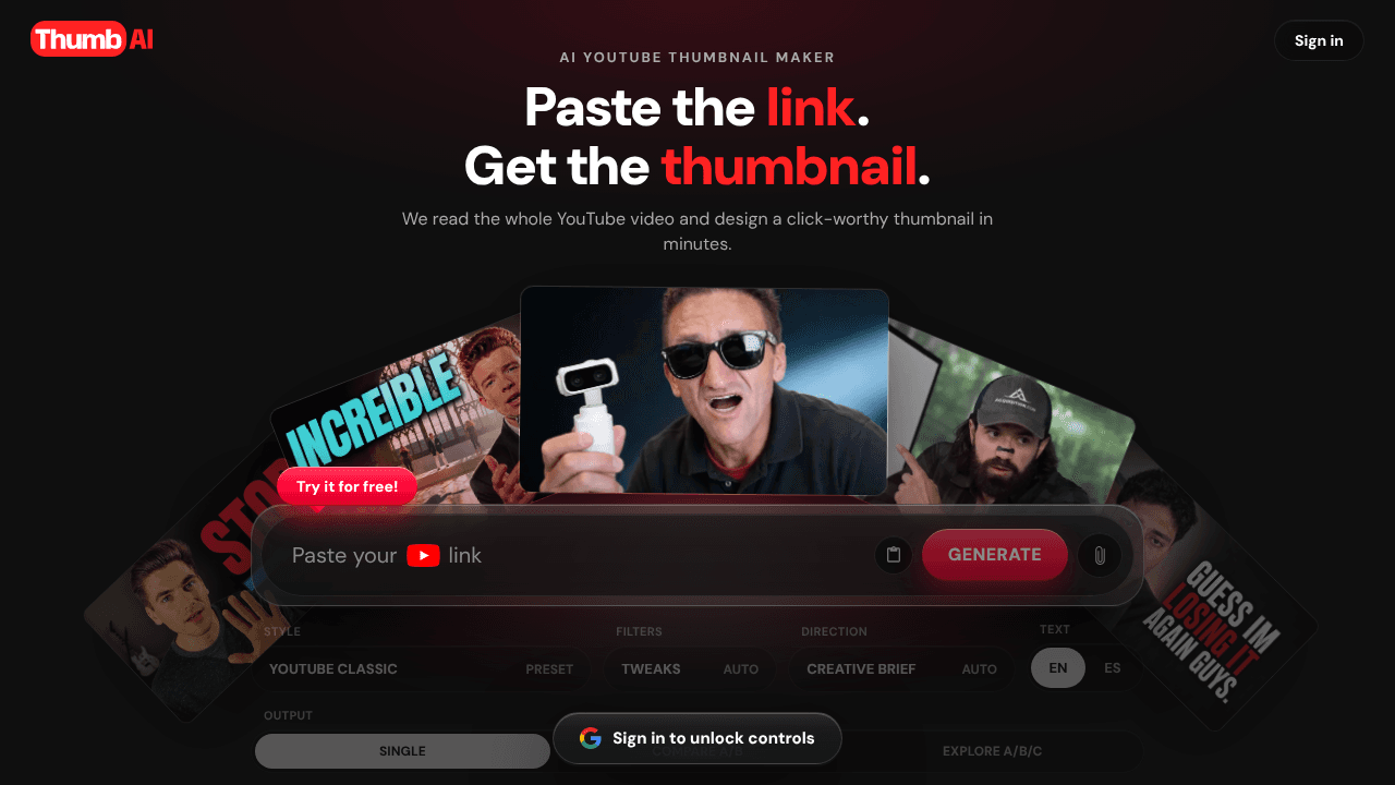 Thumbai website screenshot
