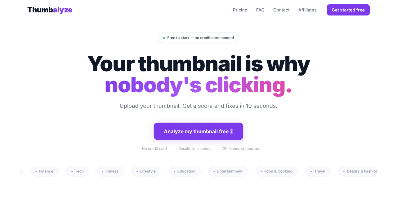 Thumbalyze website screenshot
