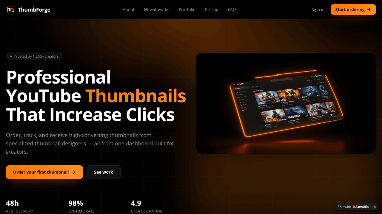 ThumbForge website screenshot