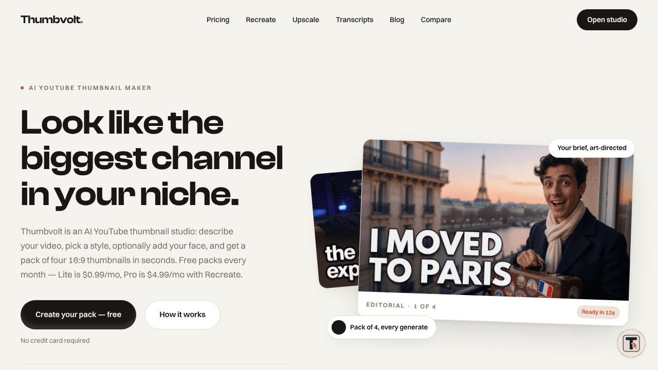 Thumbvolt website screenshot
