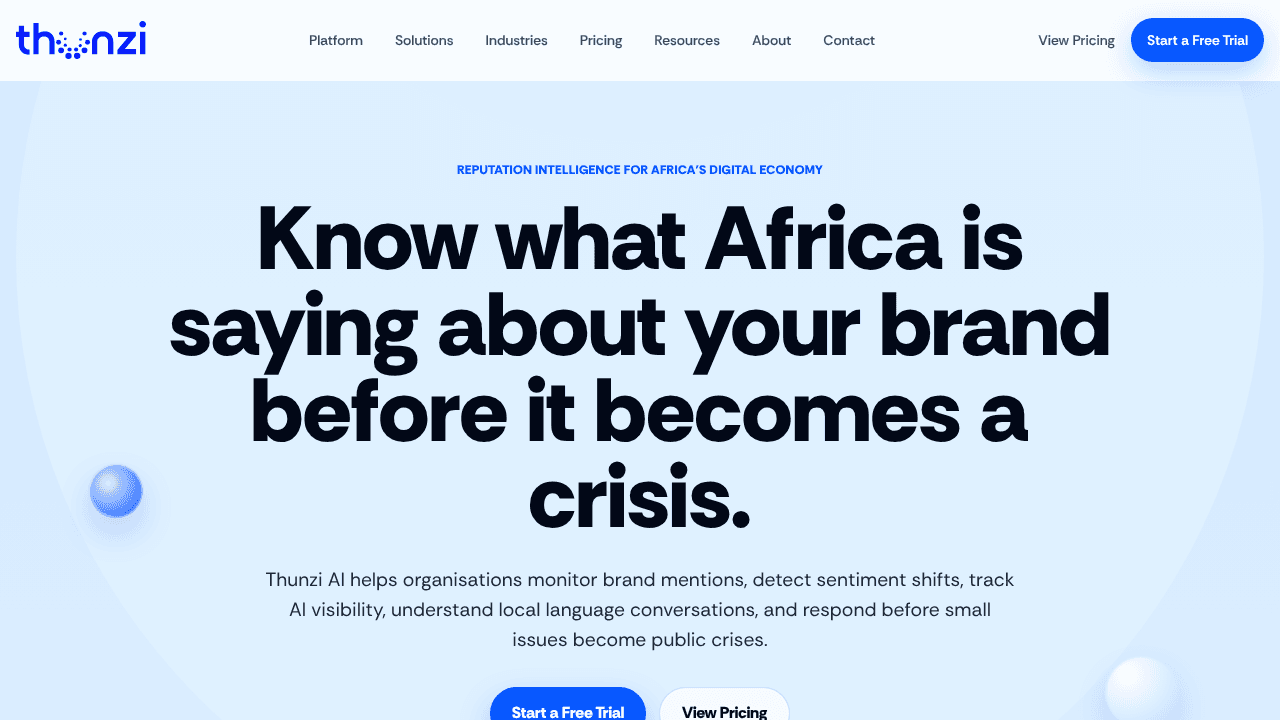 Thunzi AI website screenshot