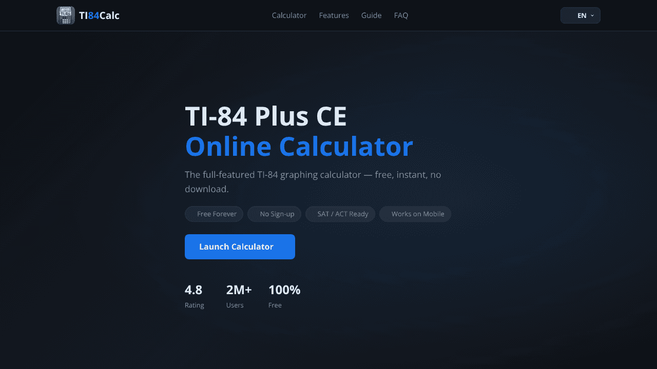 TI 84 calculator website screenshot