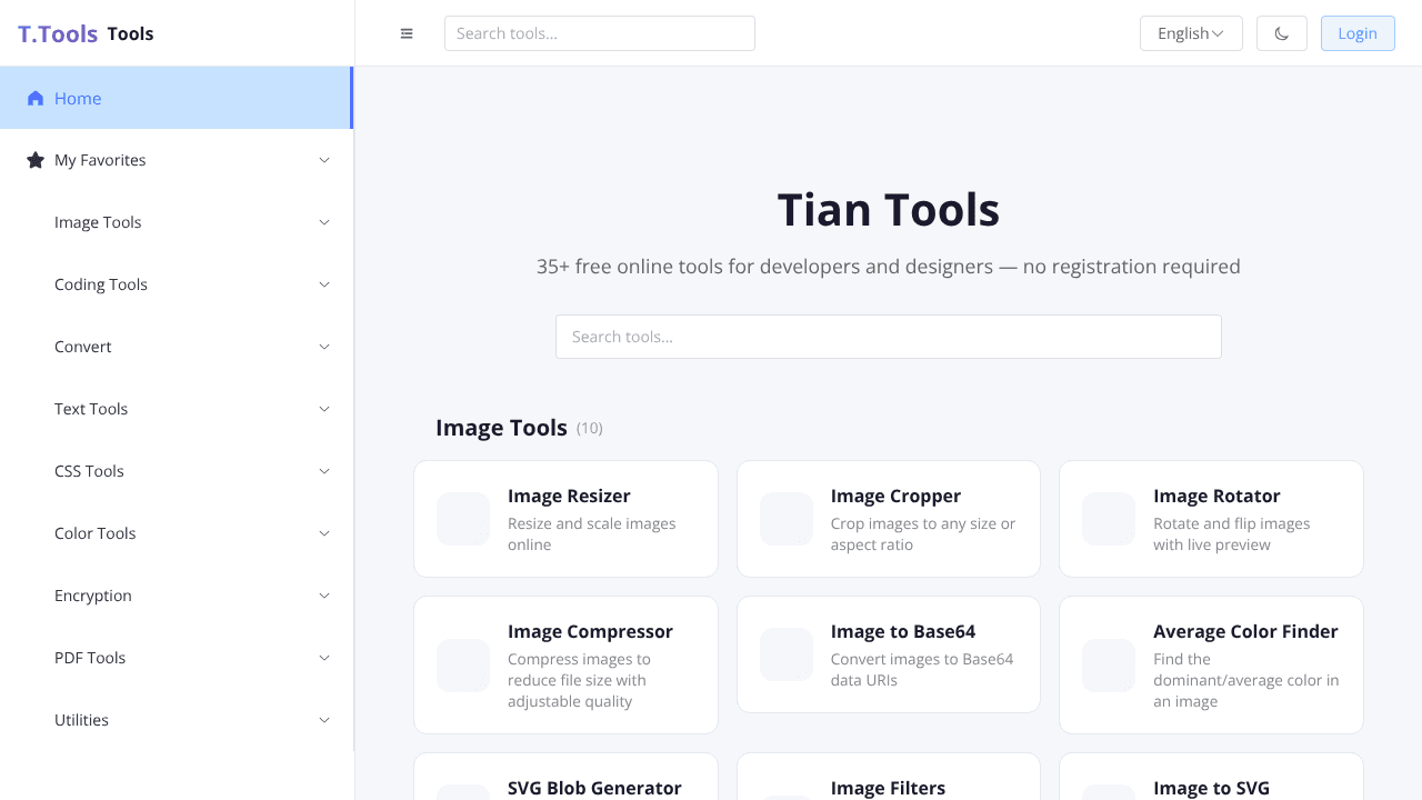 Tian Tools website screenshot