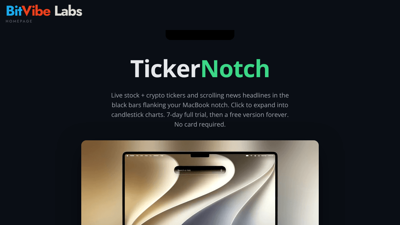 TickerNotch website screenshot