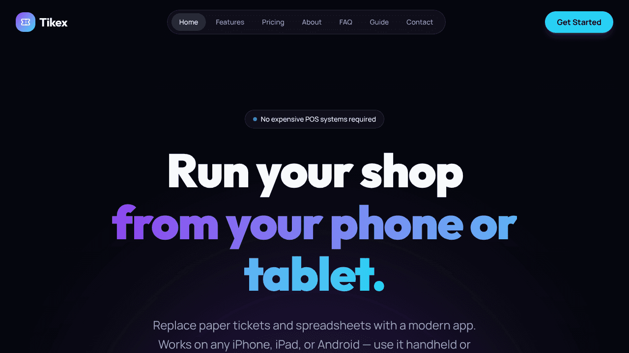 Tikex website screenshot