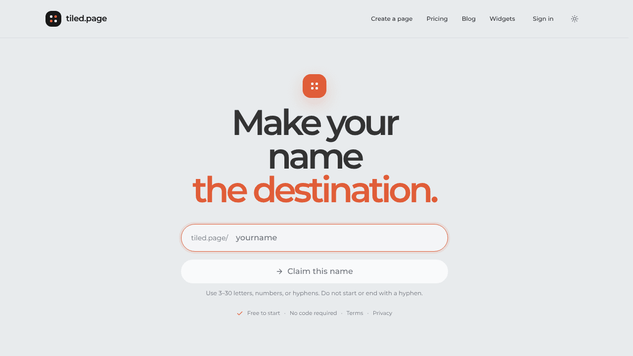 tiled.page website screenshot
