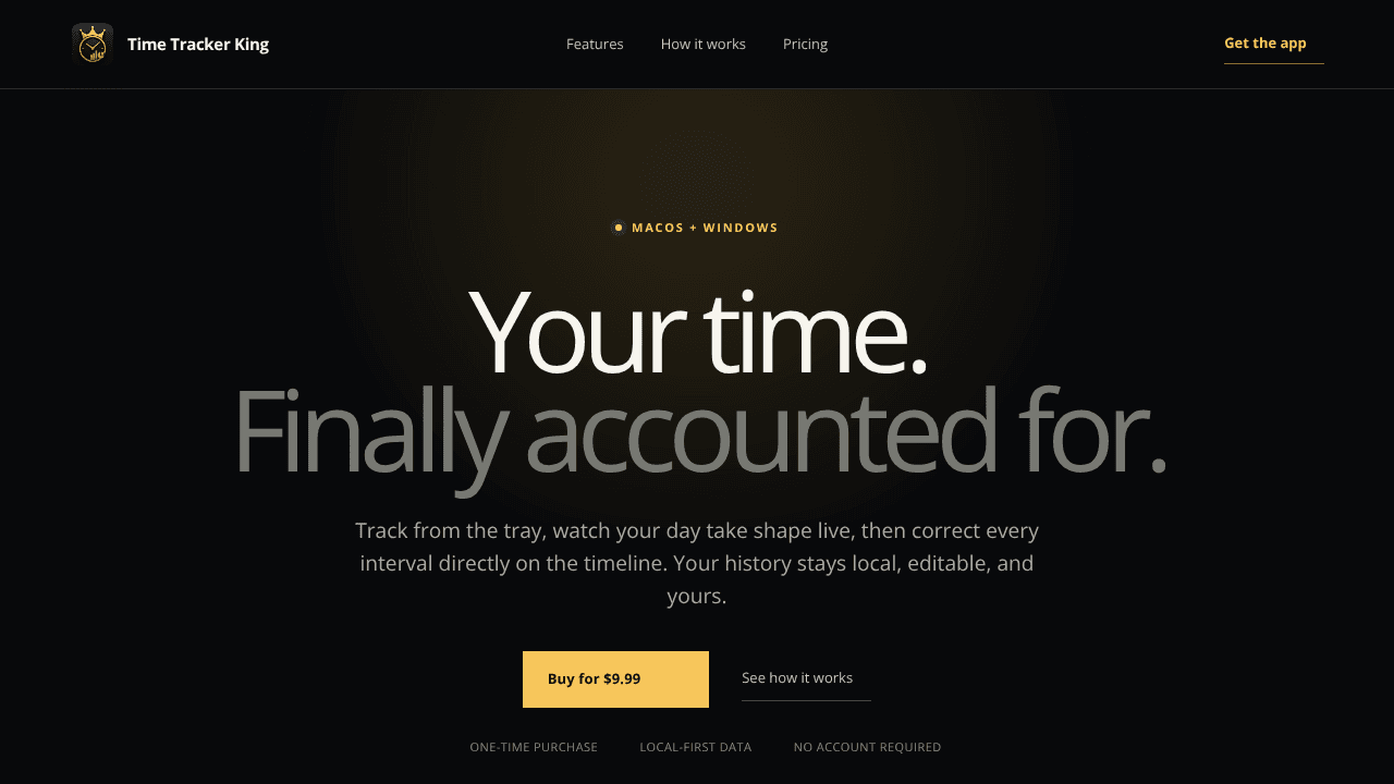 Time Tracker King - Rule Your Time website screenshot