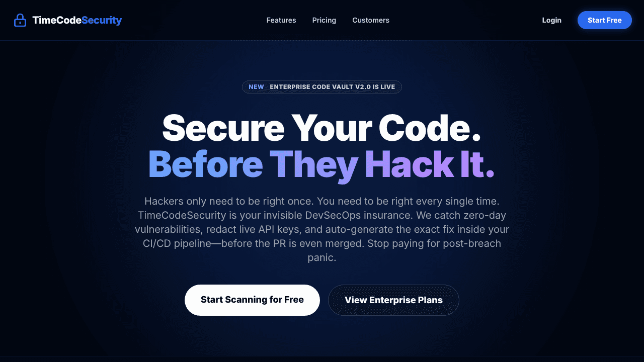 TimeCodeSecurity website screenshot