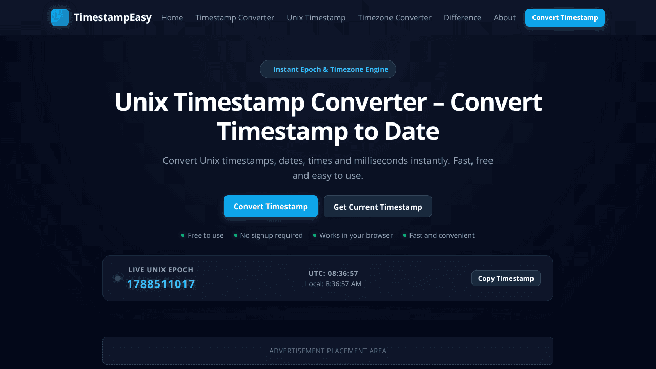 Timestamp Converter website screenshot
