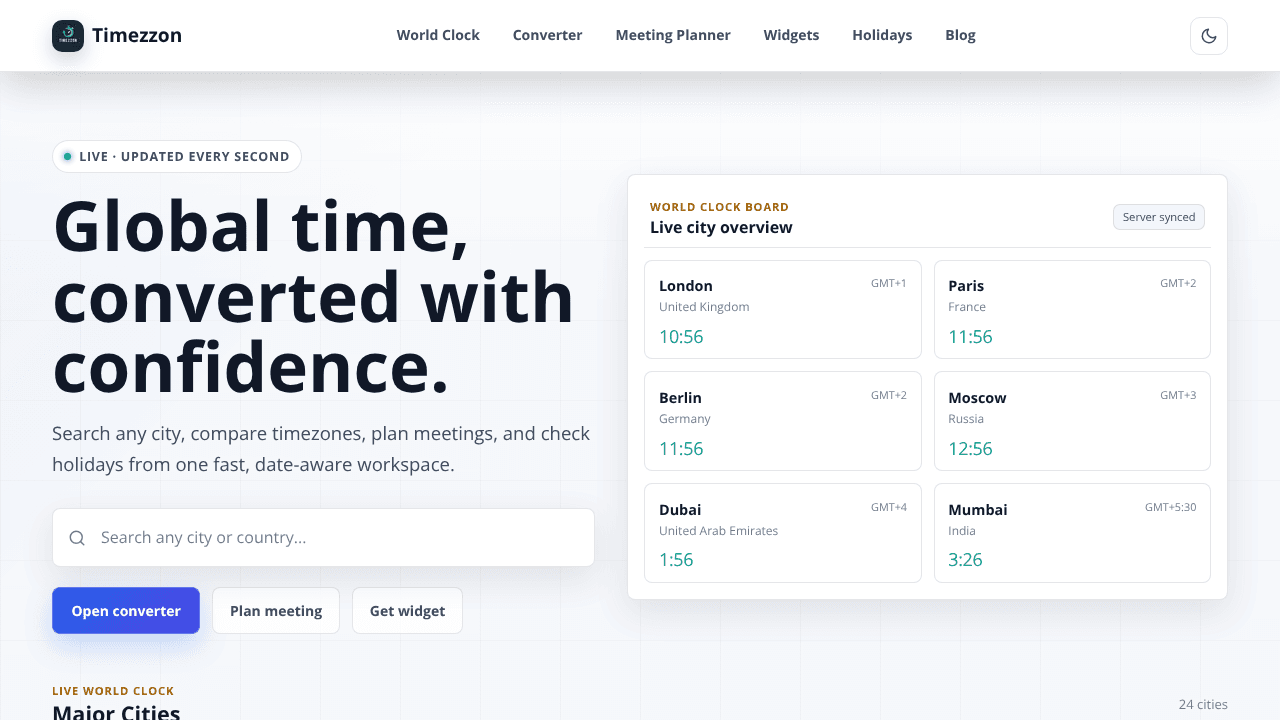 Timezzon website screenshot