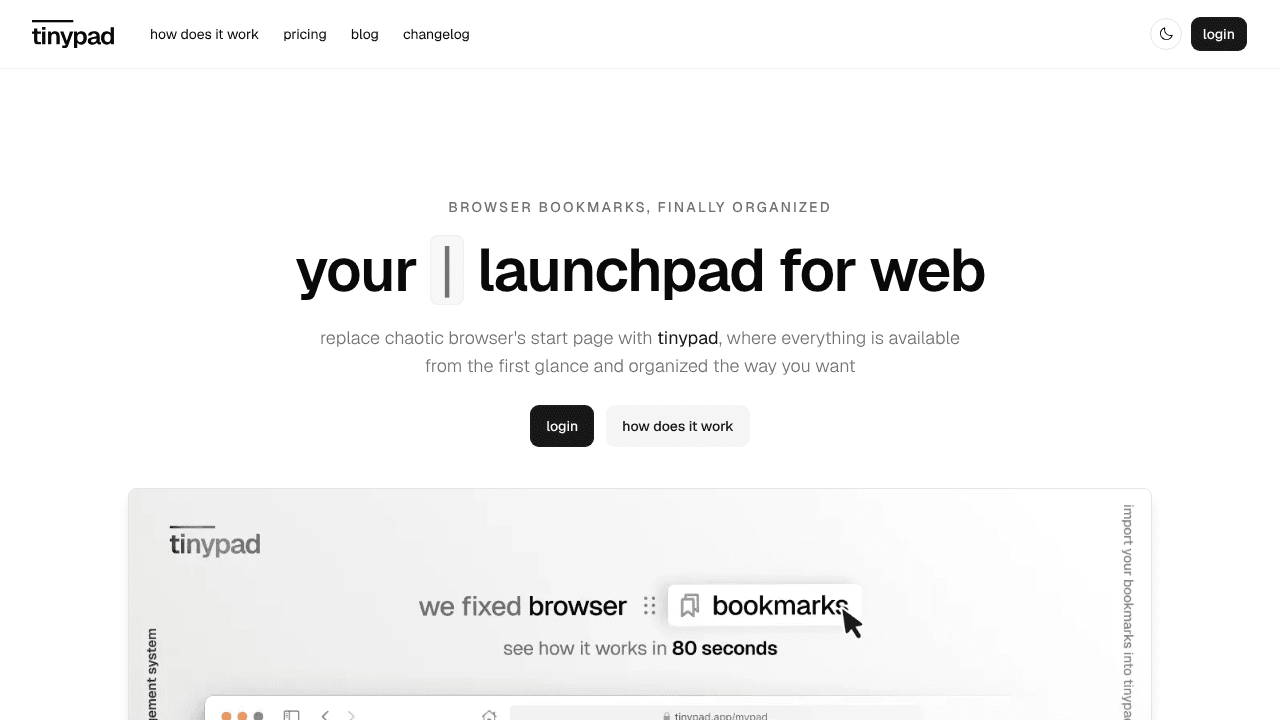 tinypad website screenshot