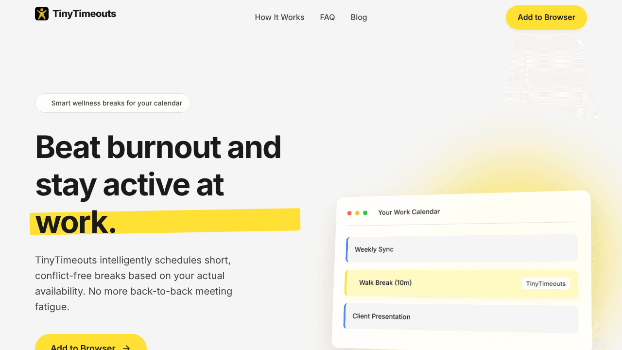TinyTimeouts website screenshot