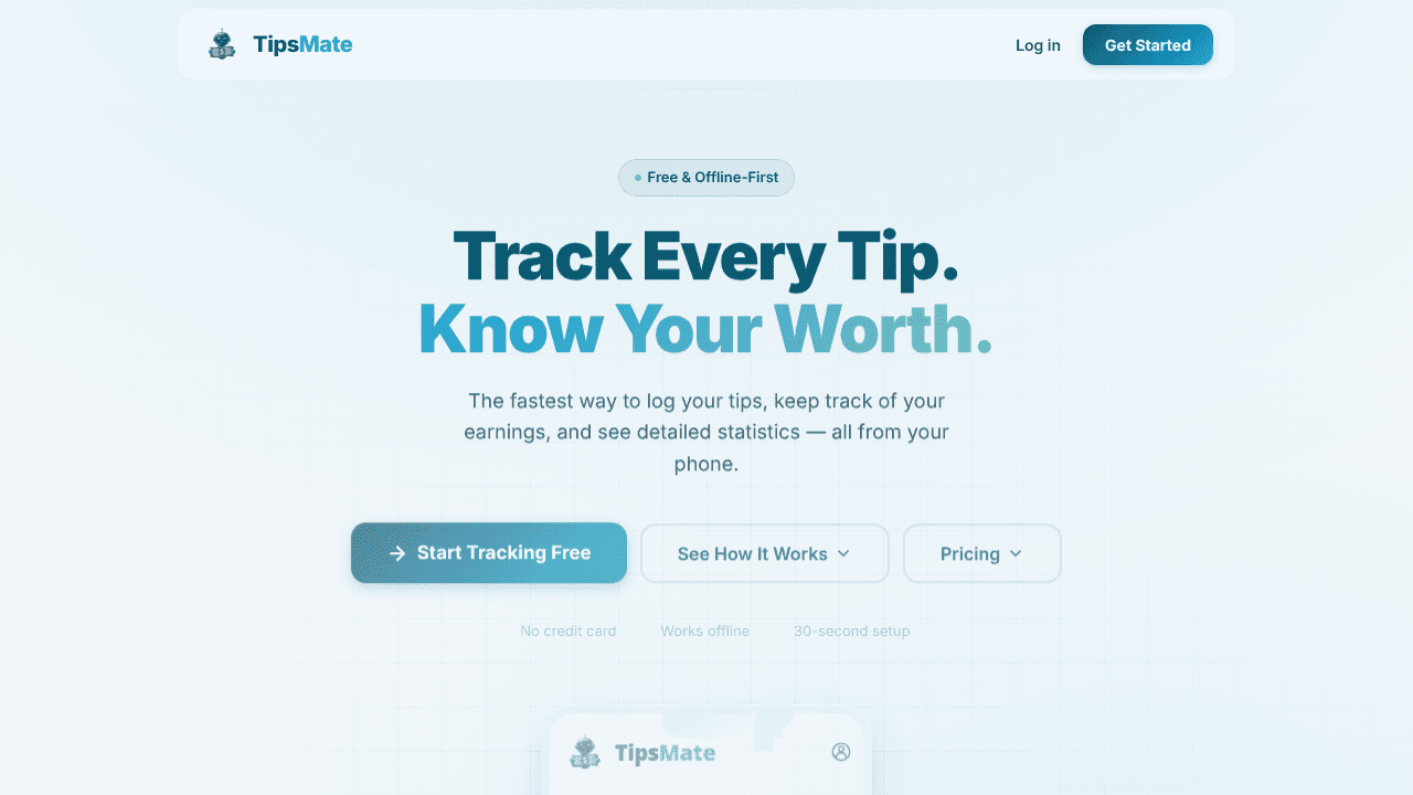 TipsMate - Tip Tracking Platform website screenshot