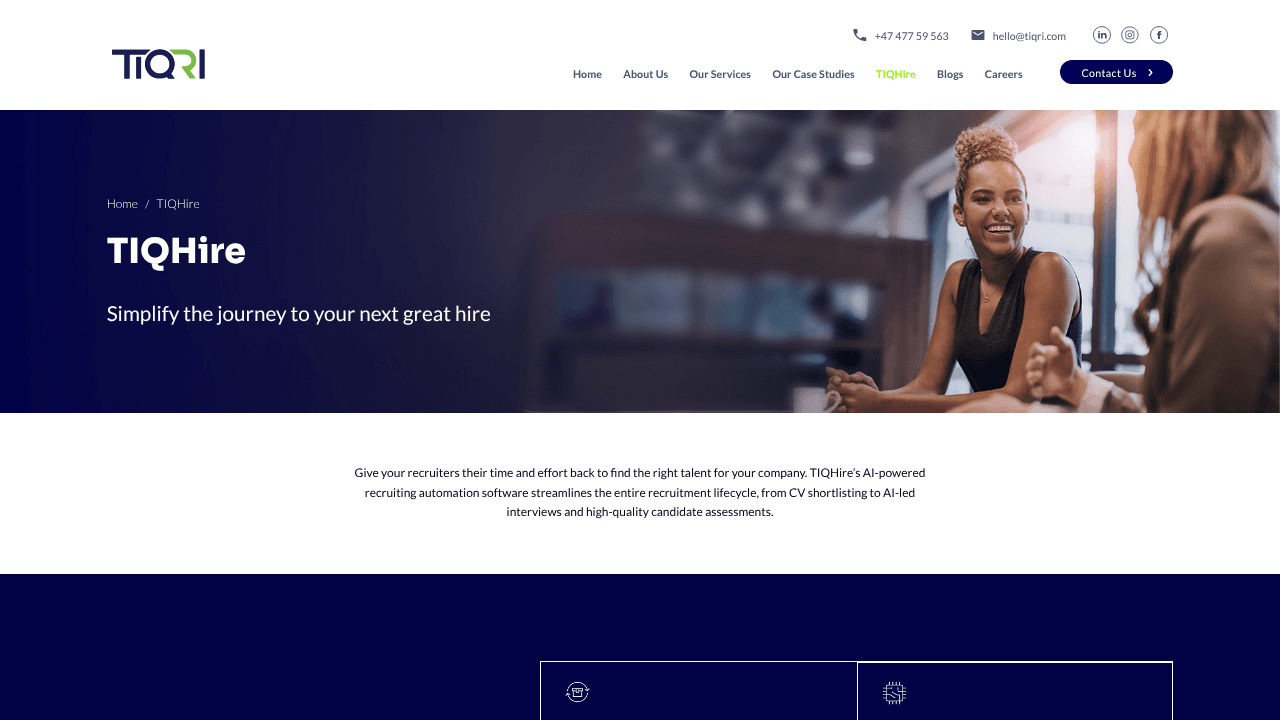 TIQHire website screenshot