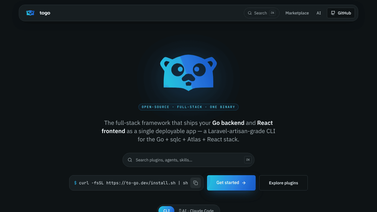 ToGO website screenshot