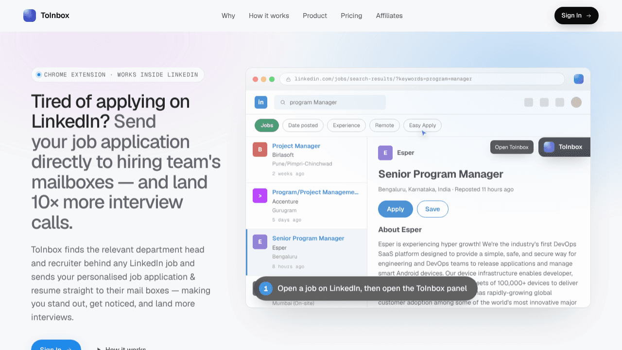 ToInbox website screenshot