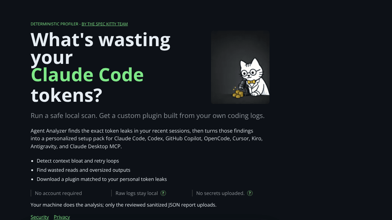 Token Saving Analyzer website screenshot