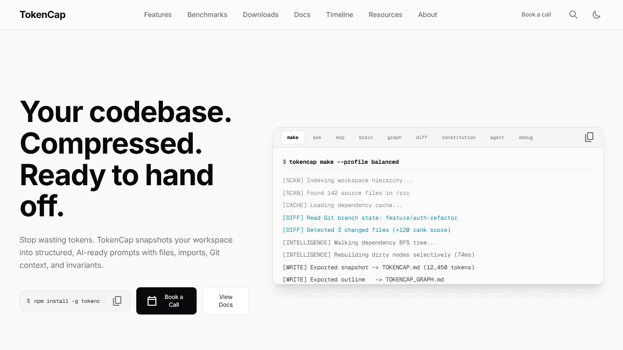 TokenCap website screenshot