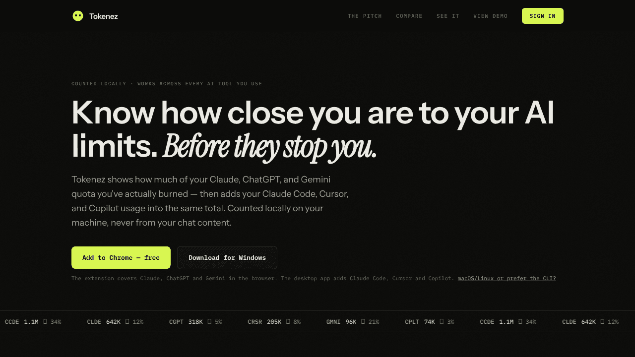 Tokenez website screenshot