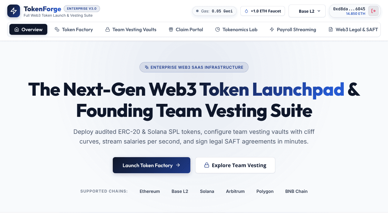 TokenForge AI website screenshot