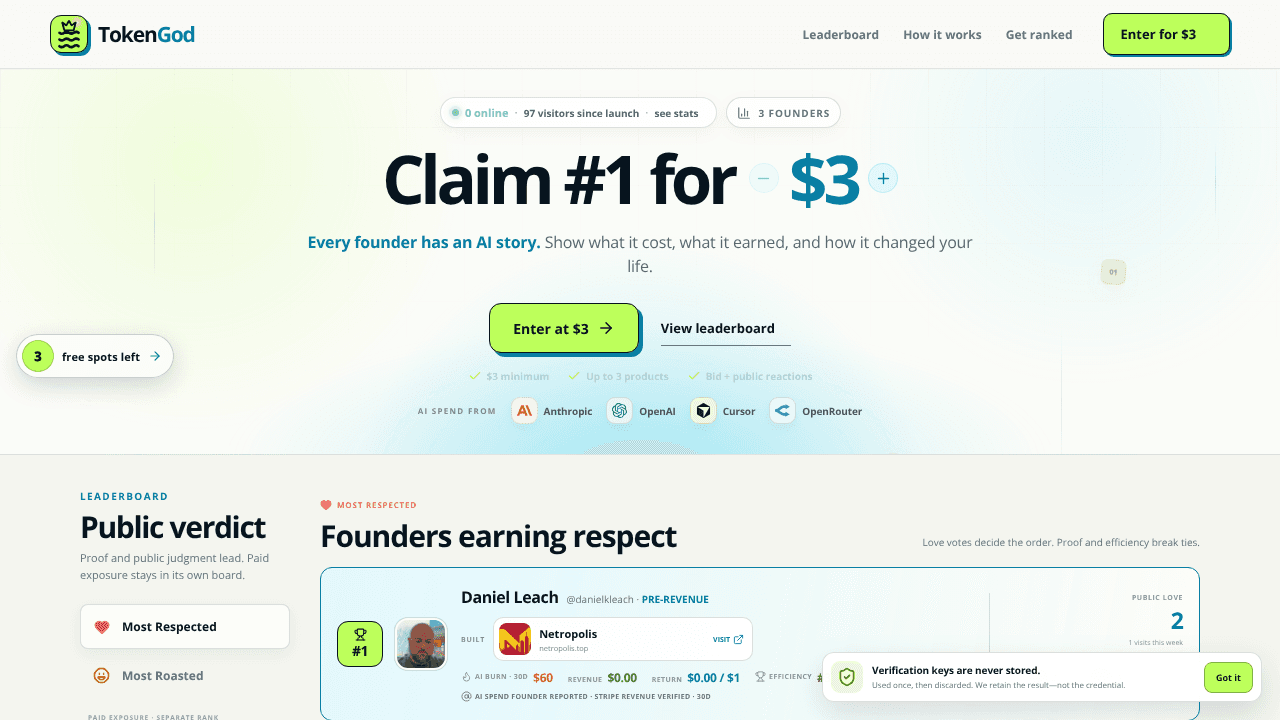 TokenGod website screenshot