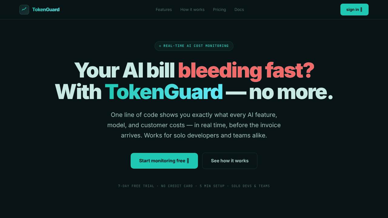 TokenGuard website screenshot