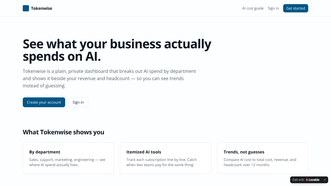 Tokenwise website screenshot