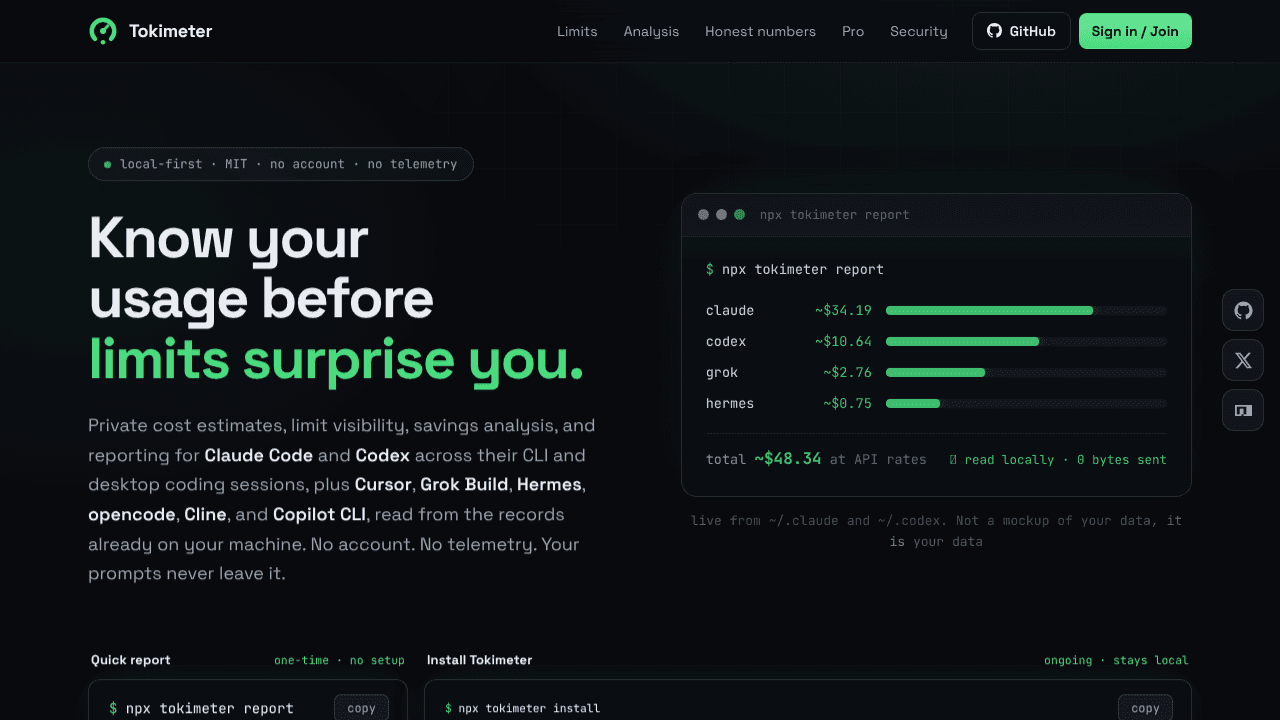 Tokimeter website screenshot