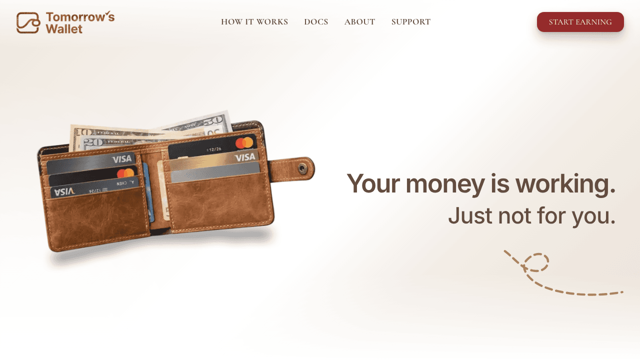 Tomorrows Wallet website screenshot